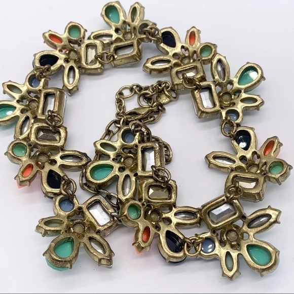 J. Crew Mint Green Navy Opalescent Jeweled Necklace - Picture 4 of 4